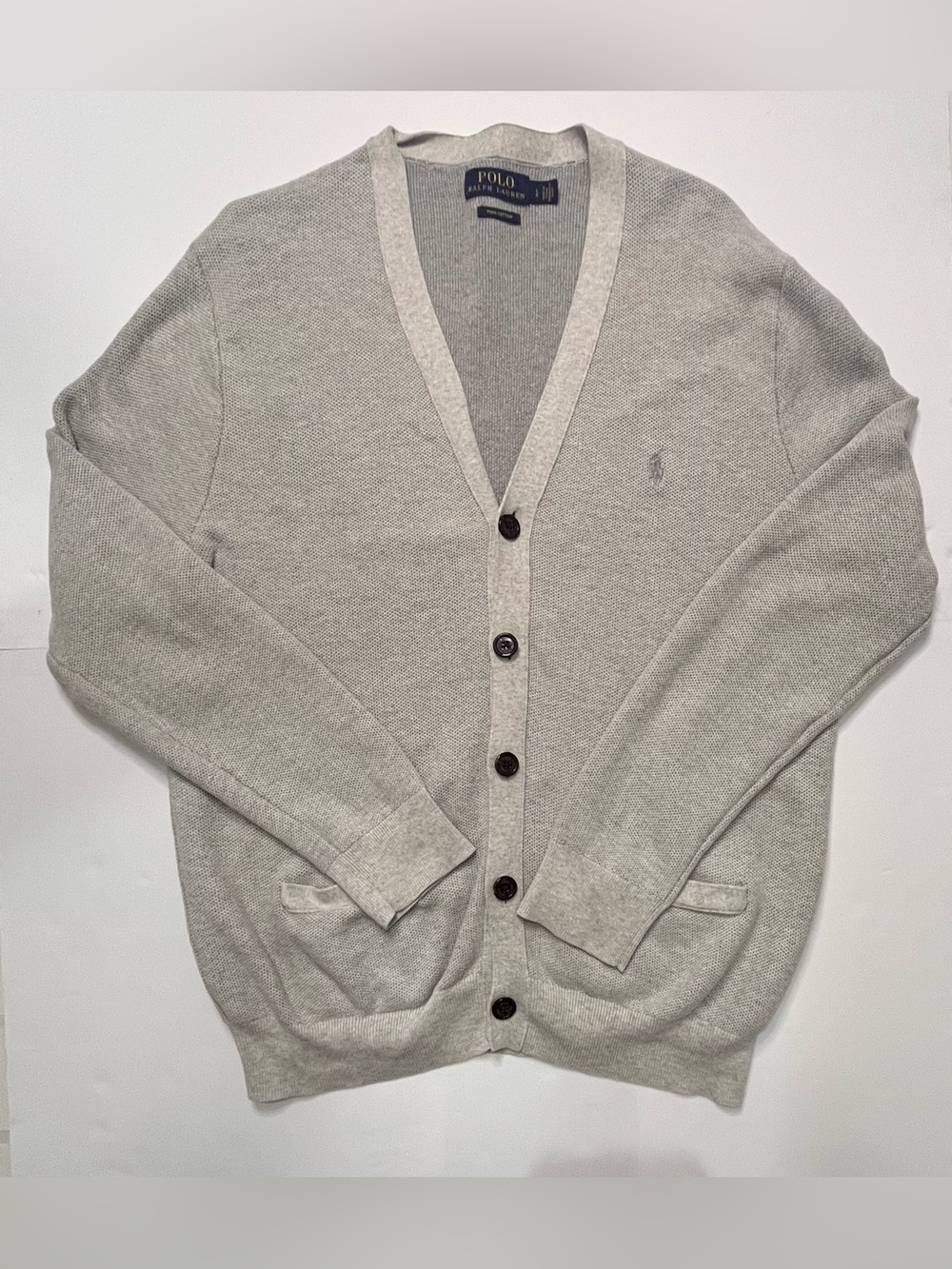 Ralph Lauren Men's Light Gray Button-Front V-Neck Cardigan